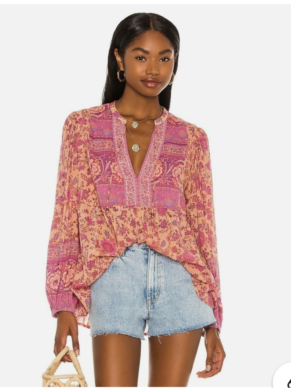 Spell & Gypsy Boho Folk Sing Blouse - Pink Mix